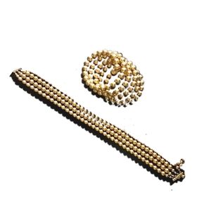 MATCHING SET GOLD BEADS CHOKER NECKLACE & BANGLE BRACELET - BEAUTIFUL